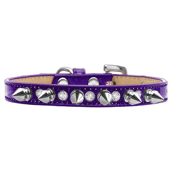 Mirage Pet Mirage Pet 634-1 PR14 Crystal & Silver Spikes Dog Collar; Purple Ice Cream - Size 14 634-1 PR14